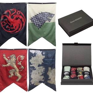 Game of Thrones House Sigils & Westeros Map Wall Banner Gift Set - Set of 4